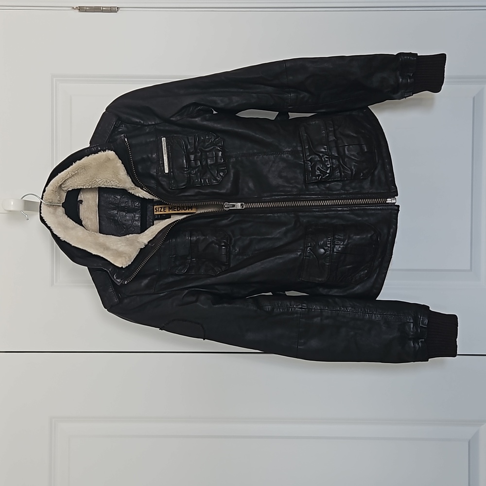 Superdry sherpa lined leather jacket